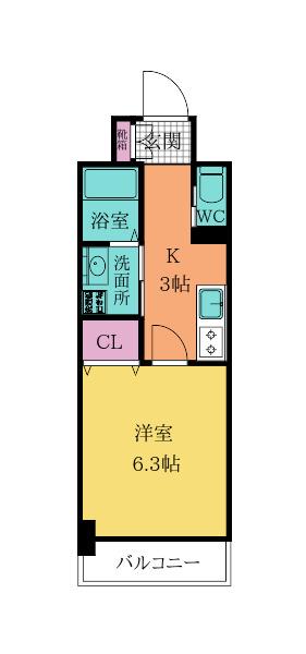 アンレーヴ門司駅前(1K/3階)の間取り写真