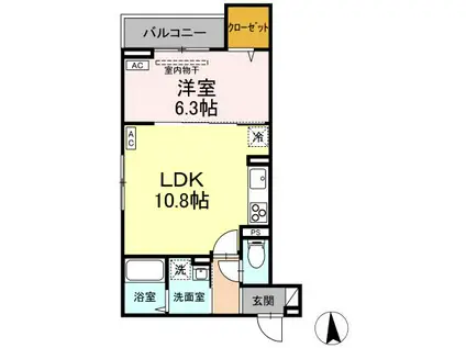 ASSET-COURT花小金井南町(1LDK/2階)の間取り写真