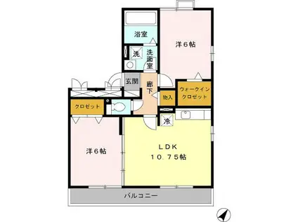 ジラソーレ(2LDK/2階)の間取り写真