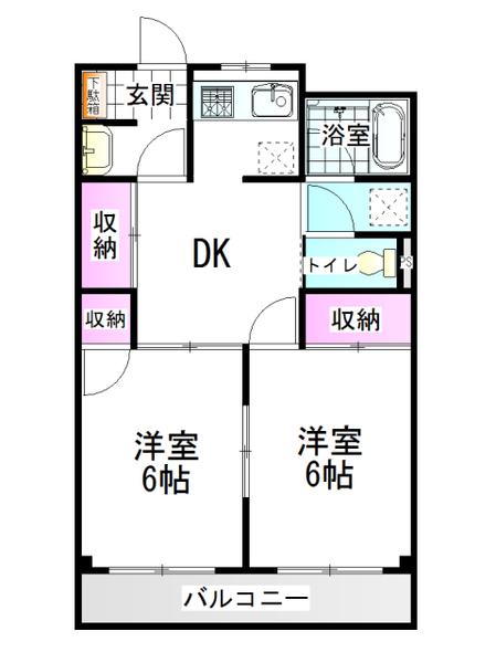 本木マンション(2DK/4階)の間取り写真