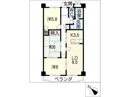 サントヴィラージュ(3LDK/4階)の間取り写真