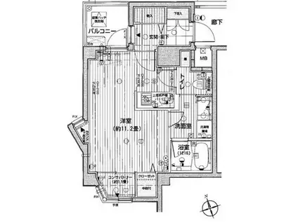 アルシオンエアポートタワー(ワンルーム/6階)の間取り写真