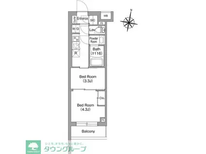 コンフォリア・リヴ東中野(2K/3階)の間取り写真