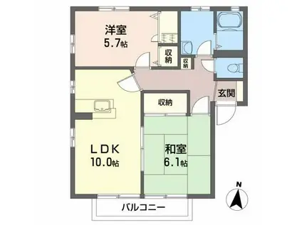 フィオレB(2LDK/2階)の間取り写真