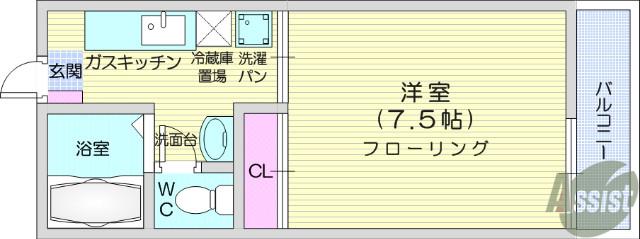 仙台市地下鉄東西線 薬師堂駅(宮城) 徒歩12分 2階建 築37年(1K/2階)の間取り写真