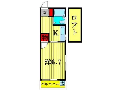 グランデュール(1K/2階)の間取り写真