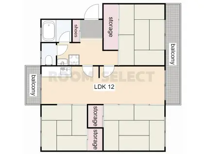 藤の木団地8号棟(3LDK/4階)の間取り写真