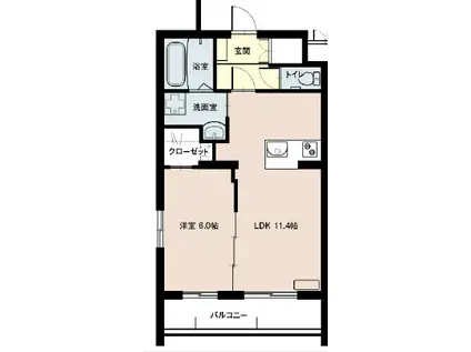 クレール奏KOMATSU(1LDK/2階)の間取り写真