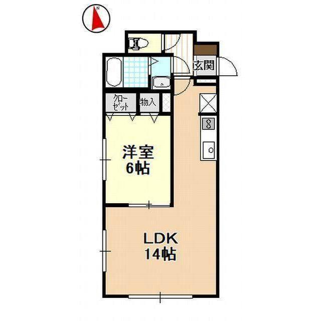 棒屋第六下池ハイツ(1LDK/1階)の間取り写真