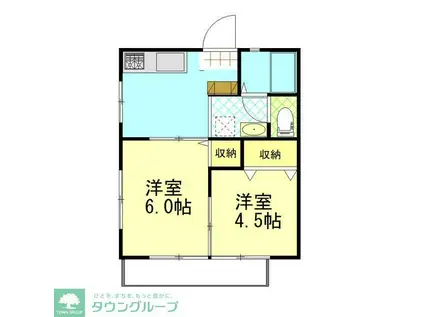 ホワイトマンション(2K/2階)の間取り写真