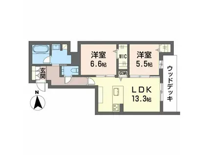 あおなみ線 荒子駅 徒歩5分 3階建 築1年(2LDK/1階)の間取り写真