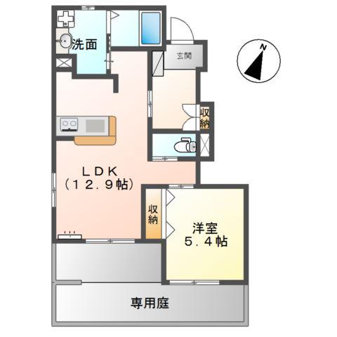 VILLA GRACE(1LDK/1階)の間取り写真
