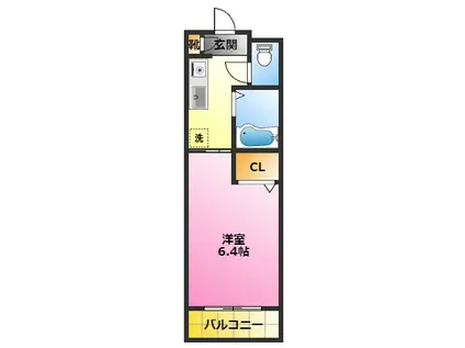 シャトー木月(1K/2階)の間取り写真