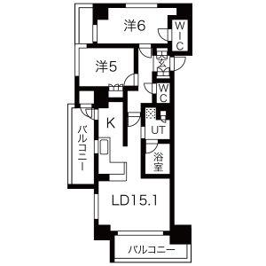 ローレルアイ久屋大通(2LDK/7階)の間取り写真