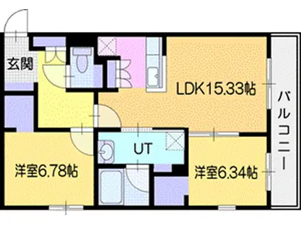 ピオネロ恵庭IV(2LDK/2階)の間取り写真
