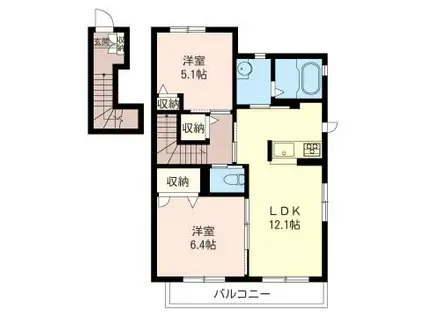 アリエス B棟(2LDK/2階)の間取り写真