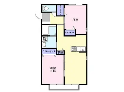 クレイシア21(2LDK/1階)の間取り写真