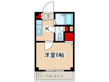 フェリアアサミ(1K/2階)の間取り写真