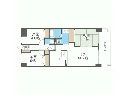 エンゼルハイム大濠公園南(3LDK/14階)の間取り写真