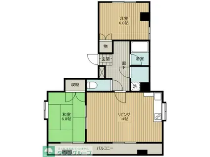 ニチエーイン10(2LDK/4階)の間取り写真