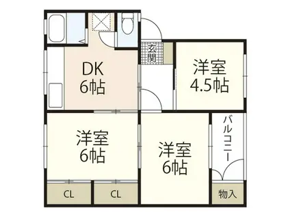 杉山ビル(3DK/4階)の間取り写真