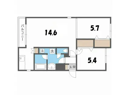 スクーデリア(2LDK/3階)の間取り写真