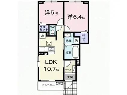 アンシャンテ(2LDK/1階)の間取り写真