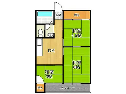 オール甲子園(3DK/4階)の間取り写真