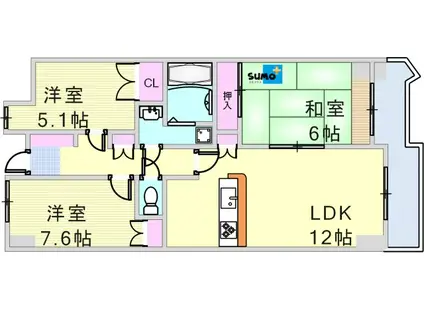 ネクステージ西神中央D棟(3LDK/2階)の間取り写真
