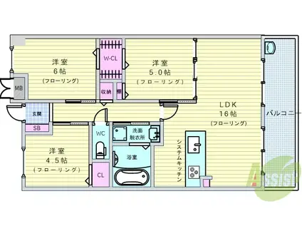 GREENHILLS和(3LDK/3階)の間取り写真