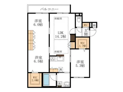 MAISON DE SUCRE(3LDK/3階)の間取り写真