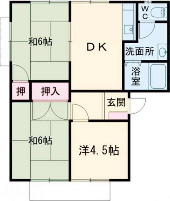 ハイツ二番館A棟(3DK/1階)の間取り写真