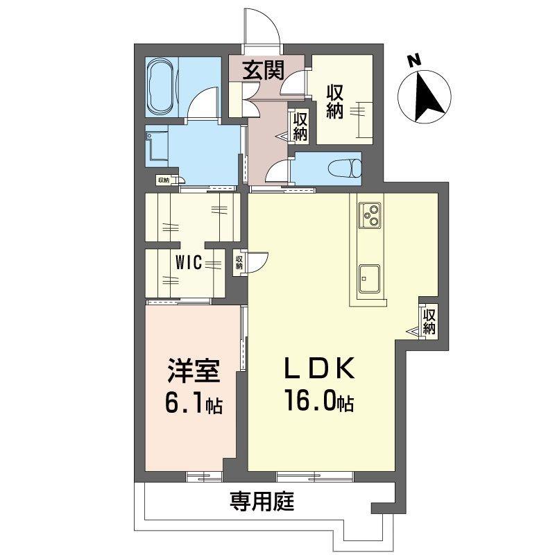ヴィオラ・ボヌール(1LDK/1階)の間取り写真