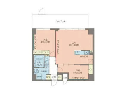 プレジオ西宮北口(2LDK/1階)の間取り写真