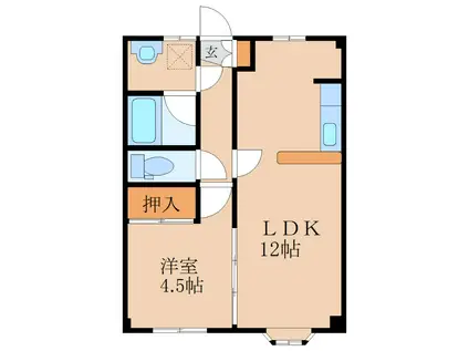 シャイニングシティマンション A棟(1LDK/2階)の間取り写真