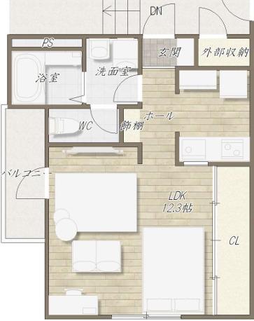 GLANZ COURT JOHN 立花町(ワンルーム/3階)の間取り写真