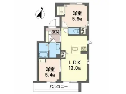 シャーメゾンプレミア鐙(2LDK/2階)の間取り写真