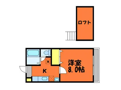 ルセス21(1K/2階)の間取り写真