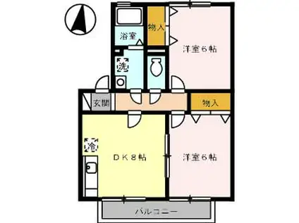 セジュール新市 B棟(2DK/2階)の間取り写真