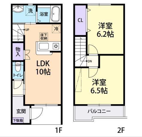 WILL COURT(2LDK/2階)の間取り写真