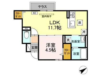 シャルール西(1LDK/1階)の間取り写真