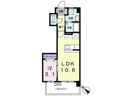 ありの実I(1LDK/3階)の間取り写真