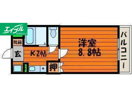 グレースマンション津高(1K/3階)の間取り写真