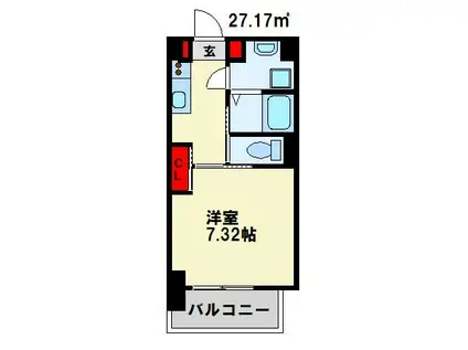 PROSPERER折尾(1K/9階)の間取り写真