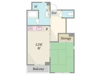 ノーブル(1LDK/3階)の間取り写真