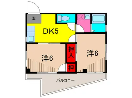 メゾン・ド・カスミ(2DK/2階)の間取り写真