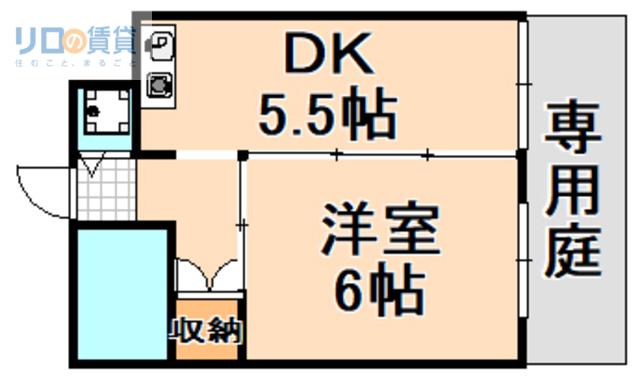 シャンテ中山(1DK/1階)の間取り写真