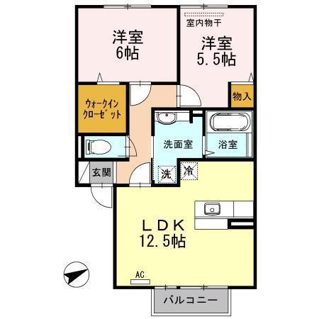 サン・ブランドール(2LDK/2階)の間取り写真