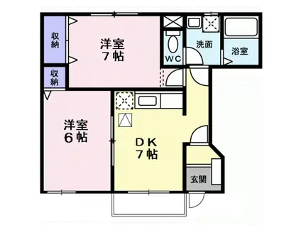 ティンカーベルハイム(2DK/1階)の間取り写真