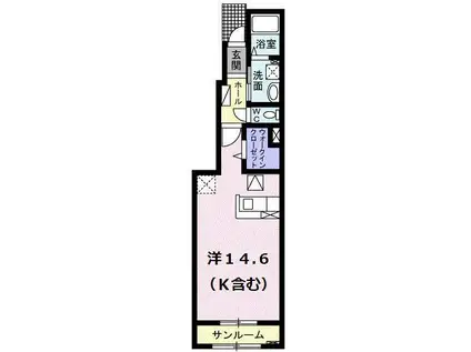 ジャルダン・デ・アンジュ(ワンルーム/1階)の間取り写真